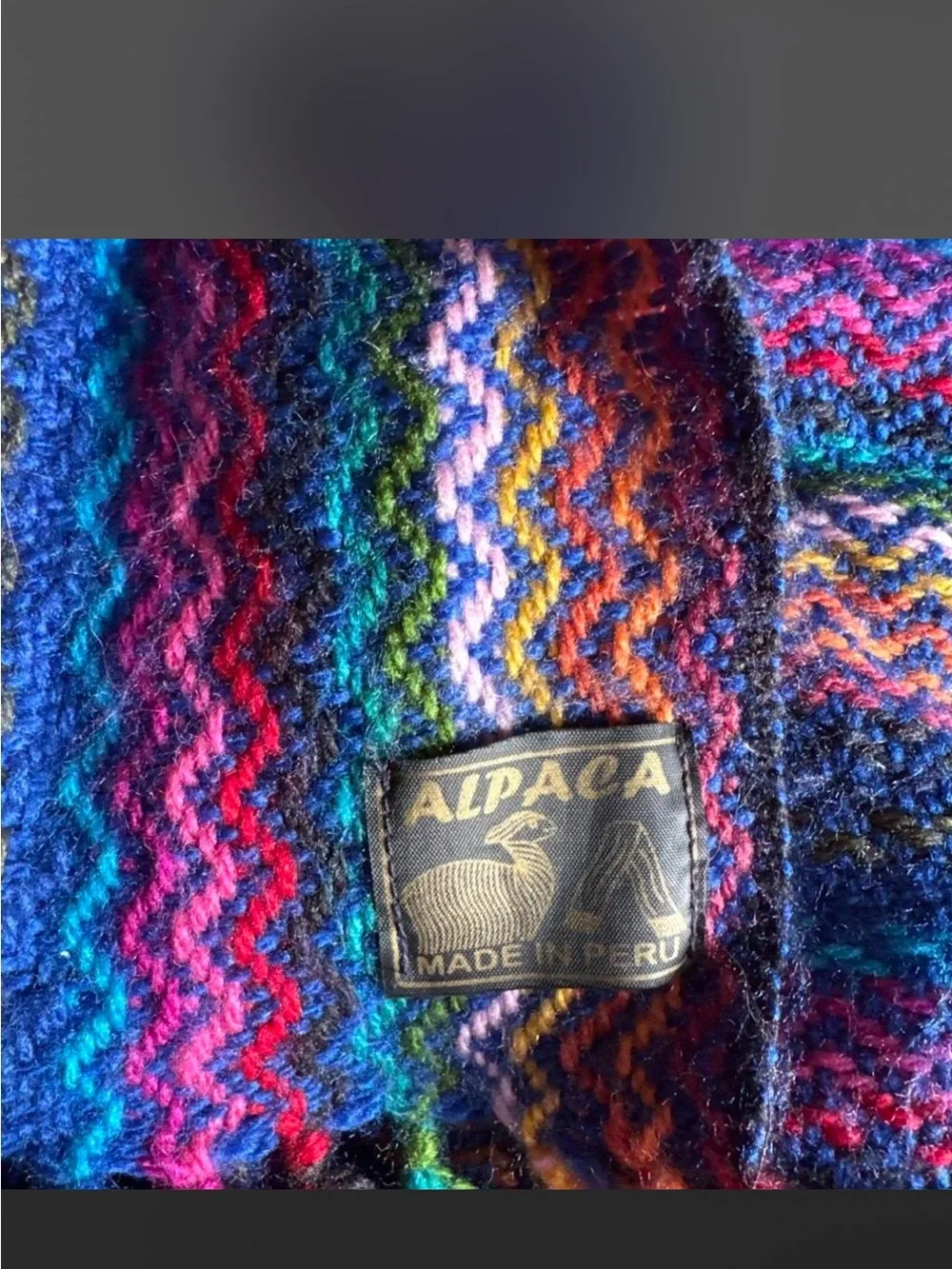 100% Alpaca Wool Multicolor Zigzag Knit Scarf - Women Accessories